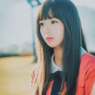 ❄ coréen, femme, frange, cheveux longs, asiatique, personne telegram sticker