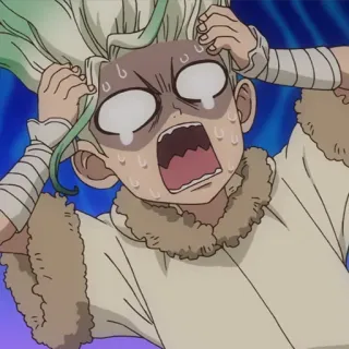 🔬 Senku Ishigami Dr. Stone Аниме, Ученый, Раздраженный, Манга, Каменный век whatsapp sticker