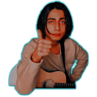 👍 person, gitarre, daumen hoch, porträt telegram sticker