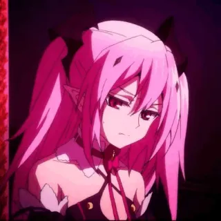 😞 Krul Tepes Owari no Seraph Anime, Vampir, Pinke Haare, Ernst, Dämon telegram sticker