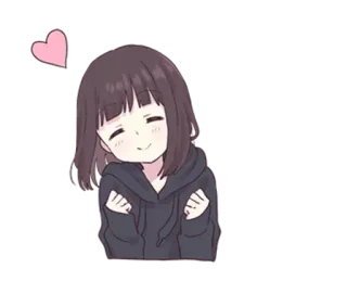 😊 Anime, Garota, Coração, Fofo, Desenho animado, Kawaii, Amor telegram sticker