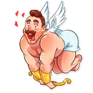😍 cupidon, amour, ailes, dessin animé, saint-valentin, archer, flèche telegram sticker