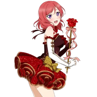 🙂 Maki Nishikino Love Live! anime, girl, idol, red, rose, kawaii, pretty telegram sticker