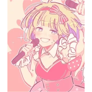 😇 Anime, Meisje, Idool, Schattig, Zangeres, Microfoon, Optreden, Roze telegram sticker