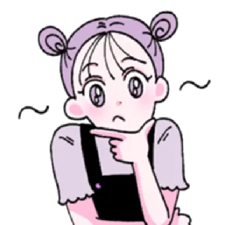 🤔 think pensée, mignon, fille, kawaii, violet, idée, question telegram sticker