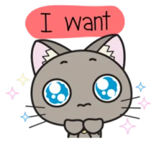 😊 I want gato, fofo, adesivo, quero, kawaii whatsapp sticker