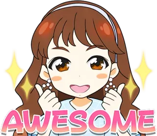 👍 AWESOME Anime, Dziewczyna, Super, Słodkie, Pozytywne telegram sticker