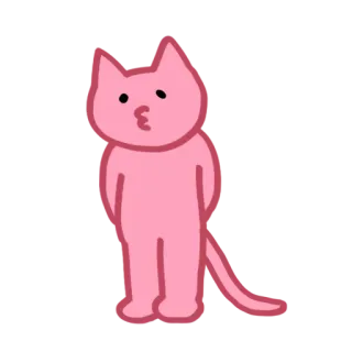 😞 gato, lindo, rosa, animal, dibujo animado, pegatina telegram sticker