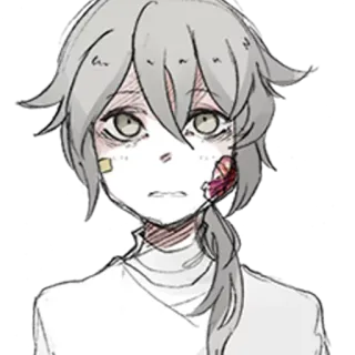 😯 Anime, Manga, Traurig, Verwundet, Verbände, Charakter whatsapp sticker