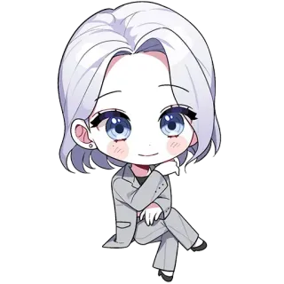 🙂 chibi, anime, character, cartoon, cute, sitting whatsapp sticker