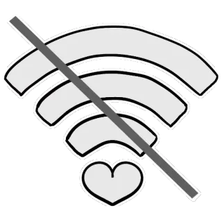 ❤ wifi, sin wifi, conexión, internet, no disponible, desconectar, amor, corazón telegram sticker