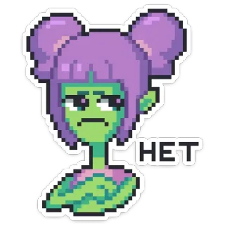 🙅‍♂ HET Pixel Art, Cartoon, Alien, Sticker whatsapp sticker