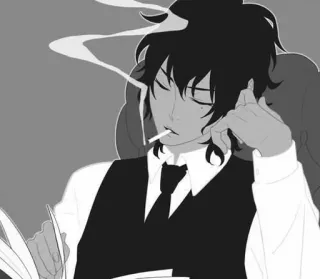 🚬 fumare, sigaretta, uomo, leggere, gilet, cravatta telegram sticker
