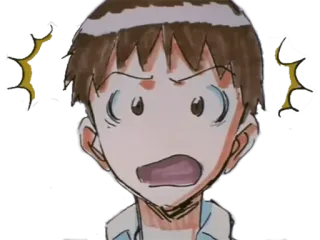 🔷 Shinji Ikari Neon Genesis Evangelion anime, scioccato, nervoso, spaventato, Evangelion telegram sticker