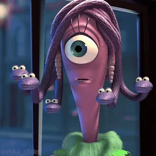 😠 Celia Mae Monsters, Inc. monster, einäugig, schlangen, disney, pixar, cartoon telegram sticker