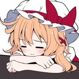 😔 Reimu Hakurei Touhou Project anime, character, reimu hakurei, touhou project, cute, sleepy telegram sticker