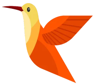 😀 птица, колибри, оранжевый, желтый, летающий, животное, наклейка telegram sticker