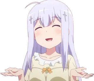 😄 Tenshi Gabriel White Gabriel DropOut anime, girl, smile, shrug, Gabriel DropOut, cute, character whatsapp sticker