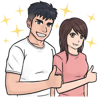 👍 좋아요, 애니메이션, 커플, 별, 만화, 귀여운 telegram sticker