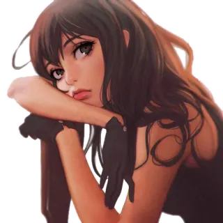 ☹ woman, anime, girl, portrait, gloves, illustration, cartoon whatsapp sticker