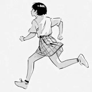 🏃 correr, anime, colegiala, boceto, manga whatsapp sticker