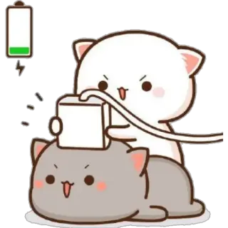 🔋 chat, batterie, sticker, mignon, animaux whatsapp sticker