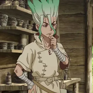 🔬 Ishigami Senku Dr. Stone Аниме, Ученый, Зеленые волосы, Доктор Стоун, Сенку whatsapp sticker