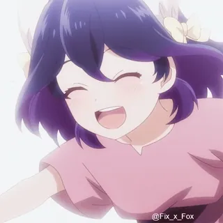 ☺️ アニメ, 笑顔, 女の子, 紫髪, 可愛い whatsapp sticker
