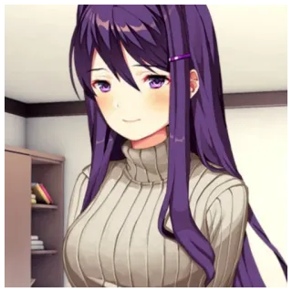 🙂 Yuri Doki Doki Literature Club Anime, Mädchen, lila Haare, Doki Doki Literature Club, Yuri, Videospiel, Charakter telegram sticker