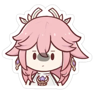 😐 Yae Miko Genshin Impact anime, video game, character, pink hair, serious telegram sticker