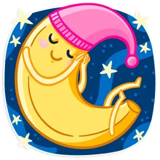 😴 dormir, lune, étoiles, dessin animé, mignon, nuit, rêve telegram sticker