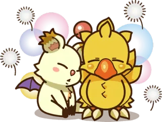 ☺️ โ chocobo, ไฟนอลแฟนตาซี, ม็อก, น่ารัก, การ์ตูน telegram sticker