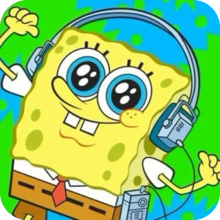 🤩 Spongebob Squarepants cartoon, spongebob, squarepants, nickelodeon, yellow, headphones telegram sticker