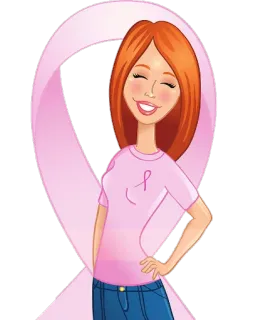 ☺️ femme, ruban rose, sensibilisation cancer du sein, soutien, charité, espoir, guérison telegram sticker