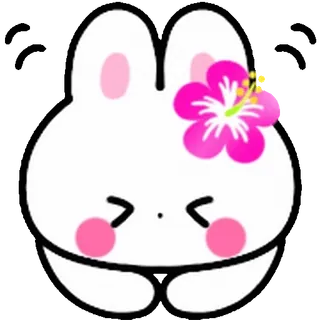 ⭐ 토끼, 귀여운, 꽃, 히비스커스, 카와이 telegram sticker