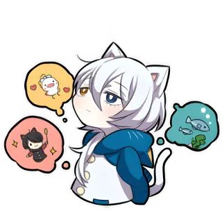 🤔 อนิเมะ, แมว, จิบิ, คาวาอิ, น่ารัก, สติกเกอร์ telegram sticker