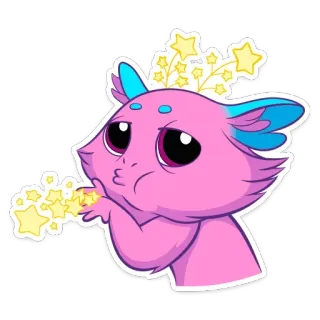 🤩 zwierzę, kreskówka, uroczy, gwiazdy, różowy, niebieski whatsapp sticker
