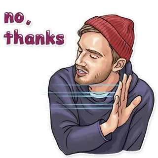 🙅‍♂️ PewDiePie no, thanks pewdiepie, 不, 不用了, 网络, 表情包 telegram sticker