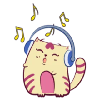 🎧 gato, música, auriculares, lindo, dibujos animados, animal, pegatina telegram sticker