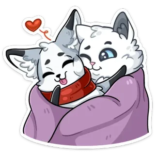 💑 słodki, zwierzę, miłość, kawaii, kreskówka, lis, serce, uścisk telegram sticker