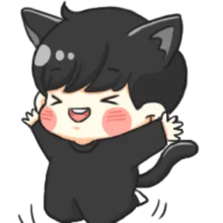 😆 кот, милый, мультфильм, аниме, каваий, наклейка telegram sticker