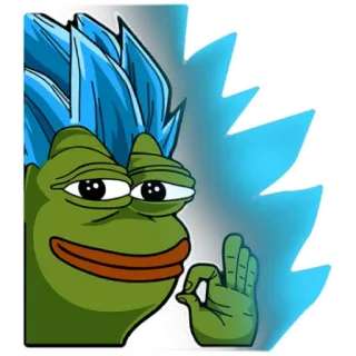 😁 Pepe the Frog frog, meme, internet, hand gesture, blue hair telegram sticker