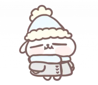 🎀 dễ thương, hoạt hình, động vật, mùa đông, khăn quàng cổ, mũ telegram sticker