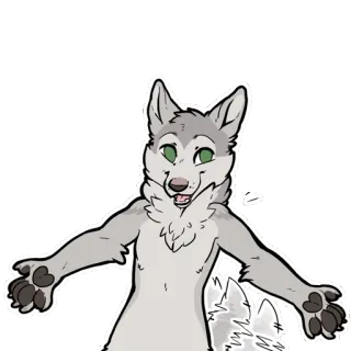 🤗 dier, hond, wolf, furry, cartoon telegram sticker