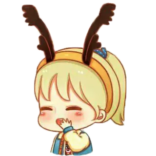 😂 Мультфильм, Девушка, Олень, Рождество, Милый telegram sticker