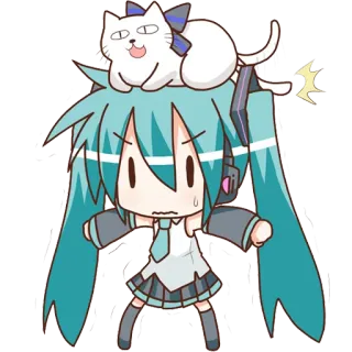 😥 Hatsune Miku Anime, Chibi, Vocaloid, Hatsune Miku, Katze telegram sticker