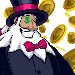 2️⃣ Monopoly, reich, Geld, Zylinder, Cartoon, Dollarzeichen telegram sticker