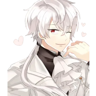 😏 Anime, Charakter, Weißes Haar, Zwinkern, Herz telegram sticker