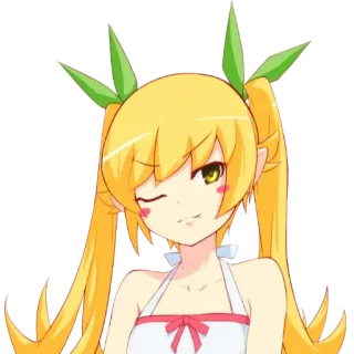 🧛‍♀️ Аниме девушка, Мультфильм, Желтые волосы, Милый, Подмигивание telegram sticker