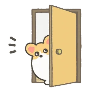 😯 ミ hond, corgi, deur, piepen, kawaii, schattig telegram sticker
